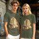 Olive Green T-Shirt With Cartoon Droopy Pug Graphic Print