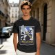 Olive green t-shirt with raccoon chef graphic and text