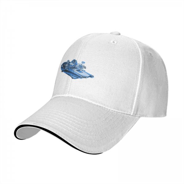Black Baseball Cap With Blue Retro Car Graphic Print
