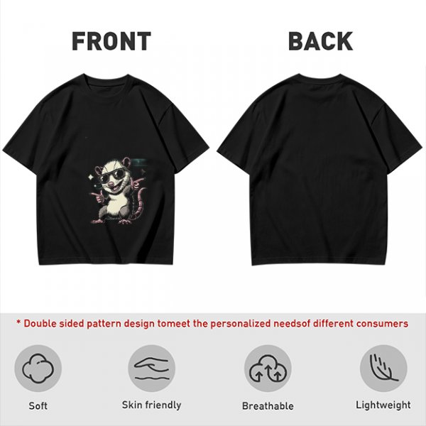 Olive T-Shirt With Cool Sunglass Wearing Opossum Graphic
