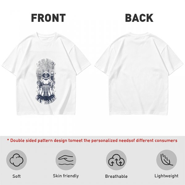 Olive graphic t-shirt with raccoon 'Live Fast Eat Trash' print