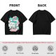 Olive t-shirt with a cartoon apple juice box skeleton graphic