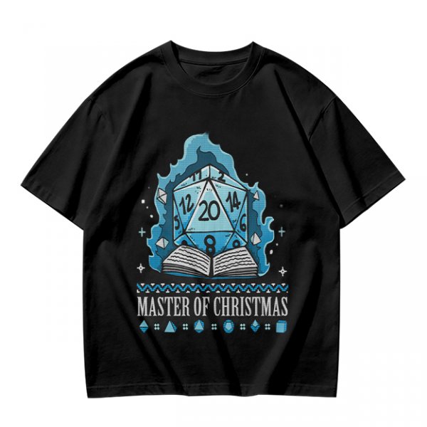 Master of Christmas D20 Dice T-Shirt for RPG Fans