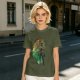 Olive Anime Graphic T-Shirt With Warrior And Giant Artwork