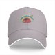 Black baseball cap with sleeping bear rainbow graphic and text