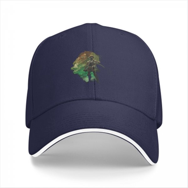 Black Baseball Cap With Fantasy Warrior Silhouette Art Print