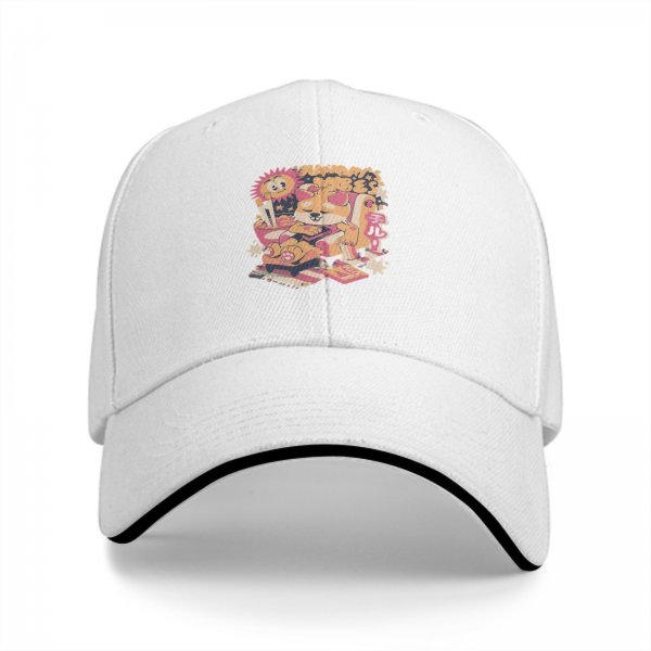Black Baseball Cap with Relaxed Shiba Inu Summer Vibes Graphic