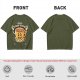 Oversized Olive T-Shirt with Retro Espresso Coffee Mascot Graphic