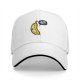 Black baseball cap with sad banana graphic reading I'm not peeling well