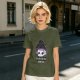 Olive graphic t-shirt with skull tea cup and 'Freaks like me drink tea' text