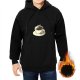 Black Hoodie With Steaming Coffee Cup And Mushroom Print