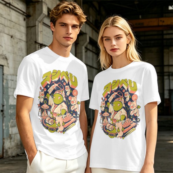 Olive T-Shirt With Final Fantasy Tonberry Moogle Sushi Art Print