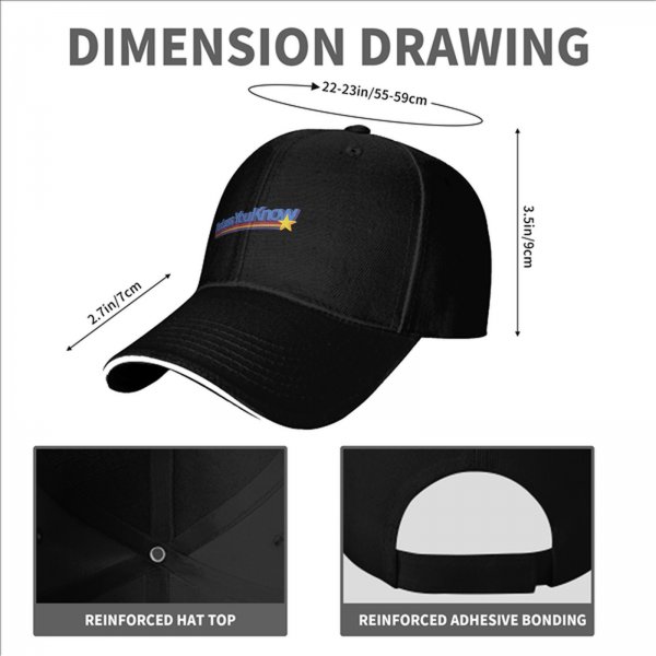 Black baseball cap with 'The Less You Know' retro graphic