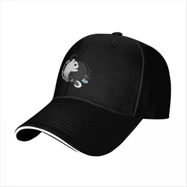 Black Baseball Cap With Yin Yang Cats Graphic Design
