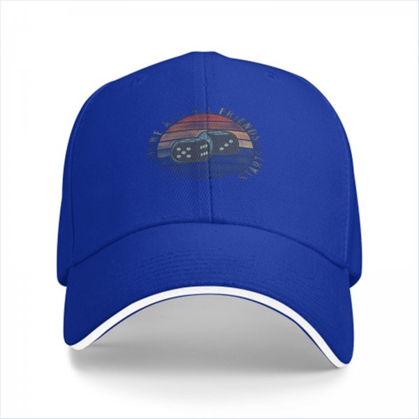 Black baseball cap with retro sunset and dice graphic