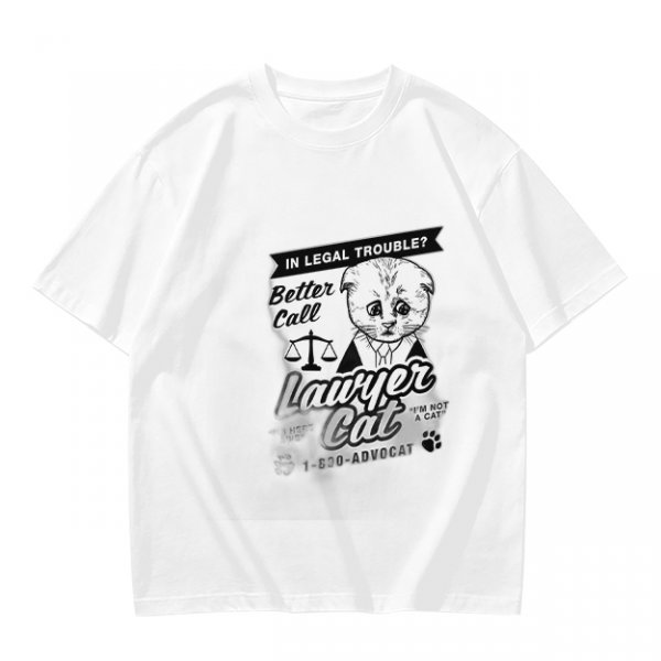 Olive T-Shirt With Funny Lawyer Cat Legal Trouble Graphic Print