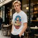 Cat Chef Eating Ramen in Great Wave Bowl T-Shirt