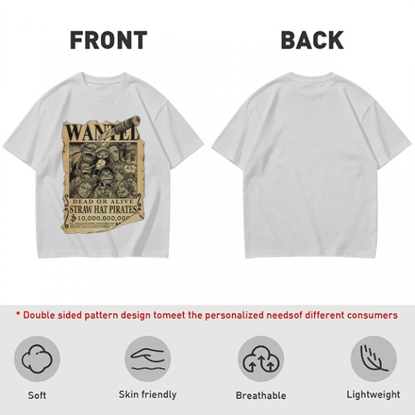 One Piece Straw Hat Pirates Wanted Poster Graphic T-Shirt