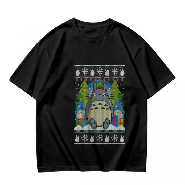 Totoro Christmas Ugly Sweater Style Graphic T-Shirt