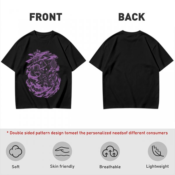 Olive Green T-Shirt with Purple Abstract Swirling Graphic Print