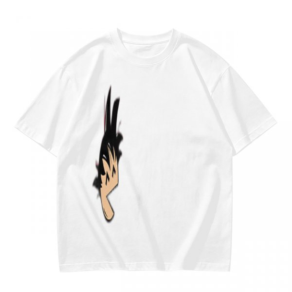 Olive green oversized t-shirt with stylized hand graphic print