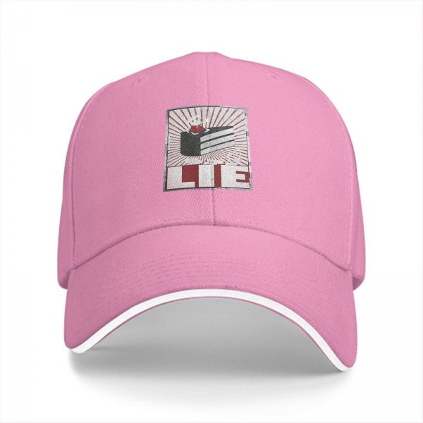 Black Baseball Cap With Cake Graphic And Lie Text Print