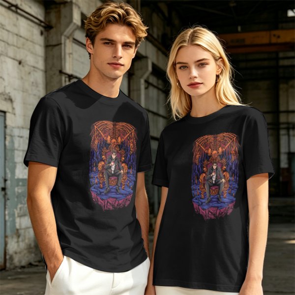Olive Graphic T-Shirt With Dark Throne Skeleton Art Print