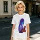 Olive T-Shirt With Purple Haired Figure Night Scene Print