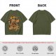 Olive Green T-Shirt with Retro Coffee Monster Graphic Print