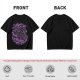 Olive Green T-Shirt with Purple Abstract Swirling Graphic Print