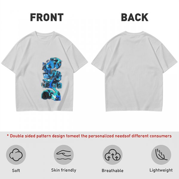 Olive Green T-Shirt with Blue Abstract Graphic Print