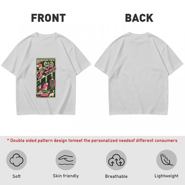 Olive Graphic T-Shirt With Remember Those Good Times Retro Art