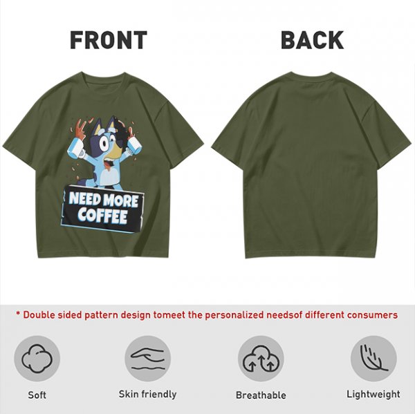 Bluey Character 'Need More Coffee' Graphic T-Shirt