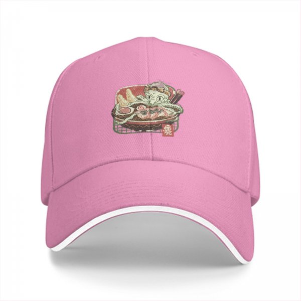 Black Baseball Cap With Octopus Ramen Art Print