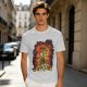 Olive T-Shirt With Fiery Skull Warrior Graphic Print