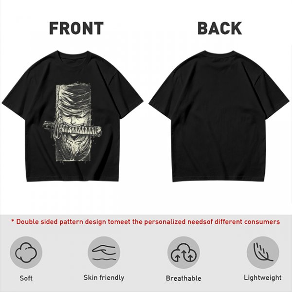 Olive T-shirt with One Piece Zoro Bandana Sword Print