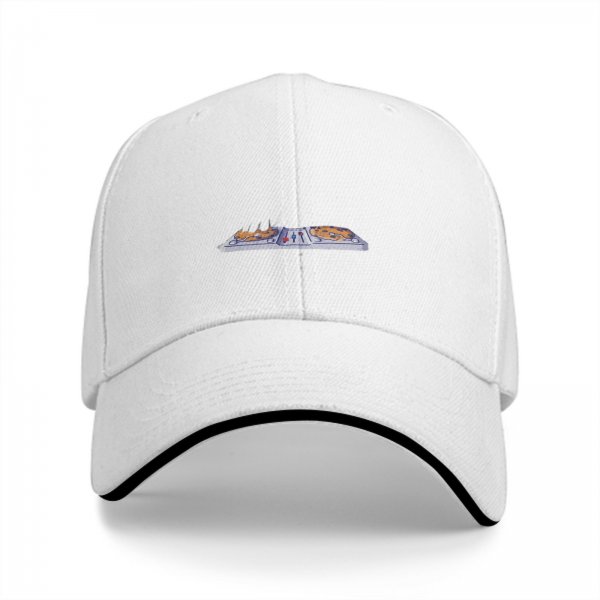 Black baseball cap with vintage lunch tray graphic design