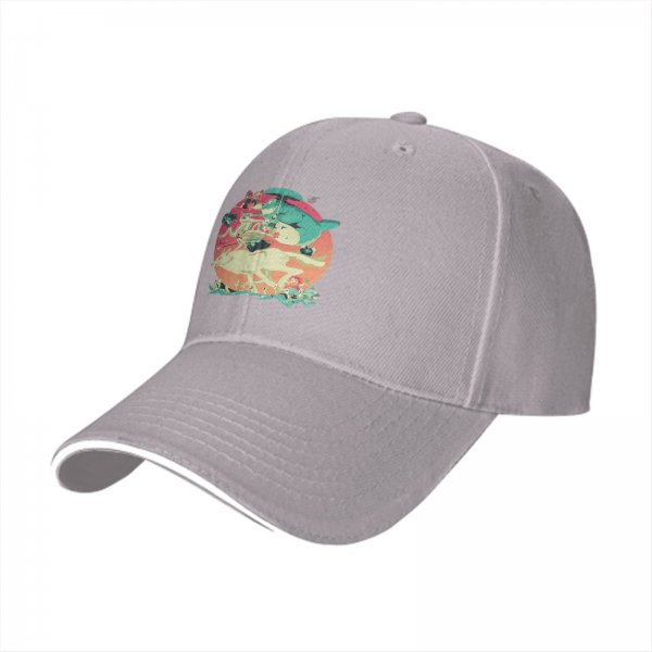 Black Baseball Cap With Whimsical Retro Animal Graphic Print