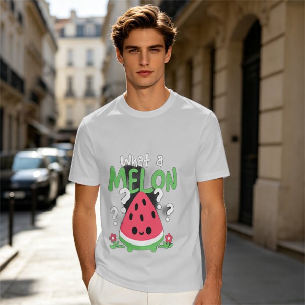 Olive T-Shirt With Cute Watermelon 'What A Melon' Graphic Design