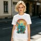 Olive Green T-Shirt With Fantasy Hero Silhouette Landscape Art