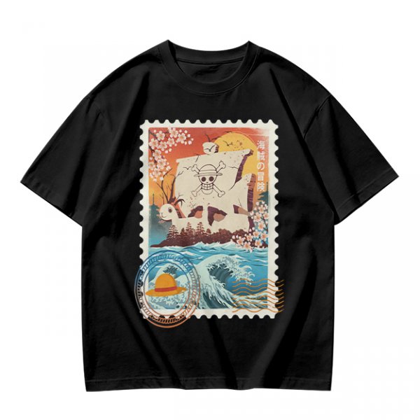 One Piece Going Merry Ship Stamp Graphic T-Shirt