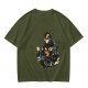Olive Graphic T-Shirt With The Cult Of Pizza Cat Occult Artwork