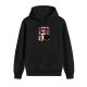 Black hoodie with raccoon working at computer graphic design