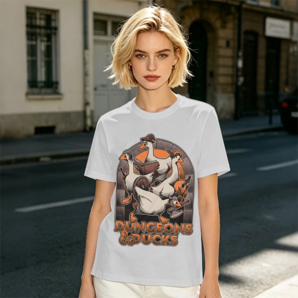Dungeons & Ducks Fantasy Roleplaying Themed Graphic T-Shirt