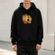 Black hoodie with funny Noah's ark cat graphic print