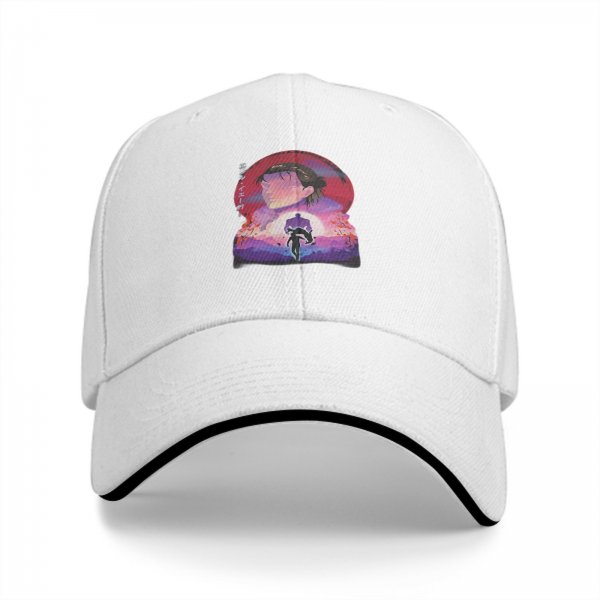 Black Baseball Cap With Anime Sunset Silhouette Graphic