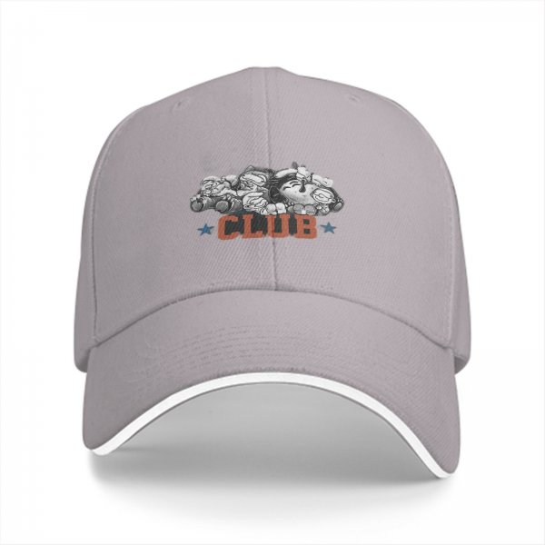 Black Baseball Cap with Cartoon Characters and CLUB Print