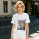 Olive T-shirt with colorful robot transformer graphic print