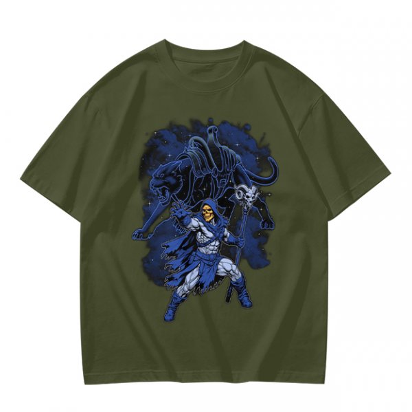 Olive T-Shirt with Skeletor Dark Fantasy Graphic Print