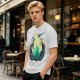 Anime Silhouette Graphic Olive Green Short Sleeve T-Shirt